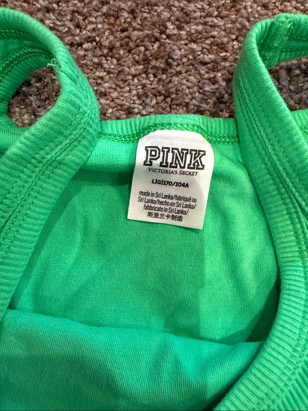 PINK Victoria's Secret Ribbed Crop Tank in Neon Green - Picture 3 of 3